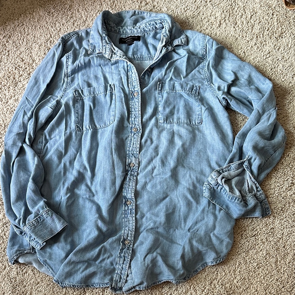 Light Blue Denim Button-Up Shirt banana republic